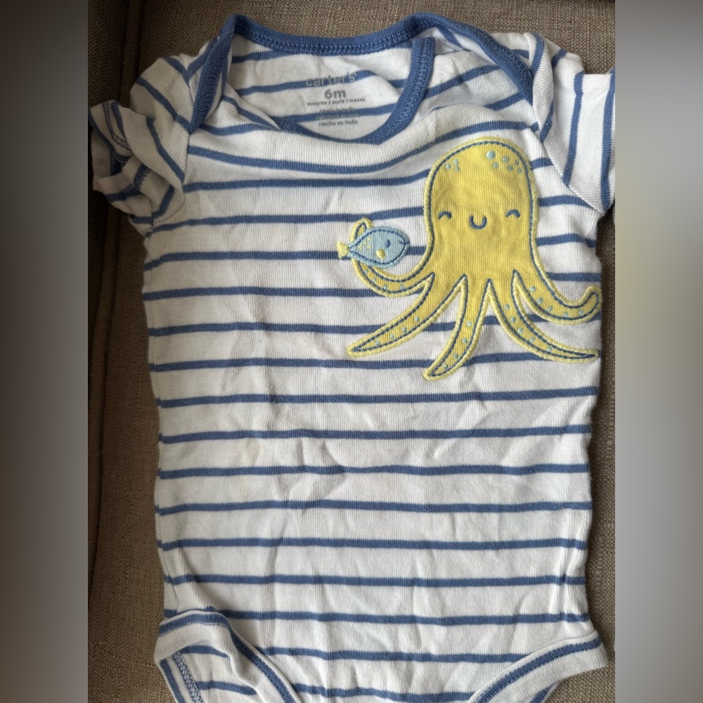 Baby Boys Ocean Outfit Sets 6 Months - Two 2-Piece Sets - Blue & Olive - Picture 2 of 6